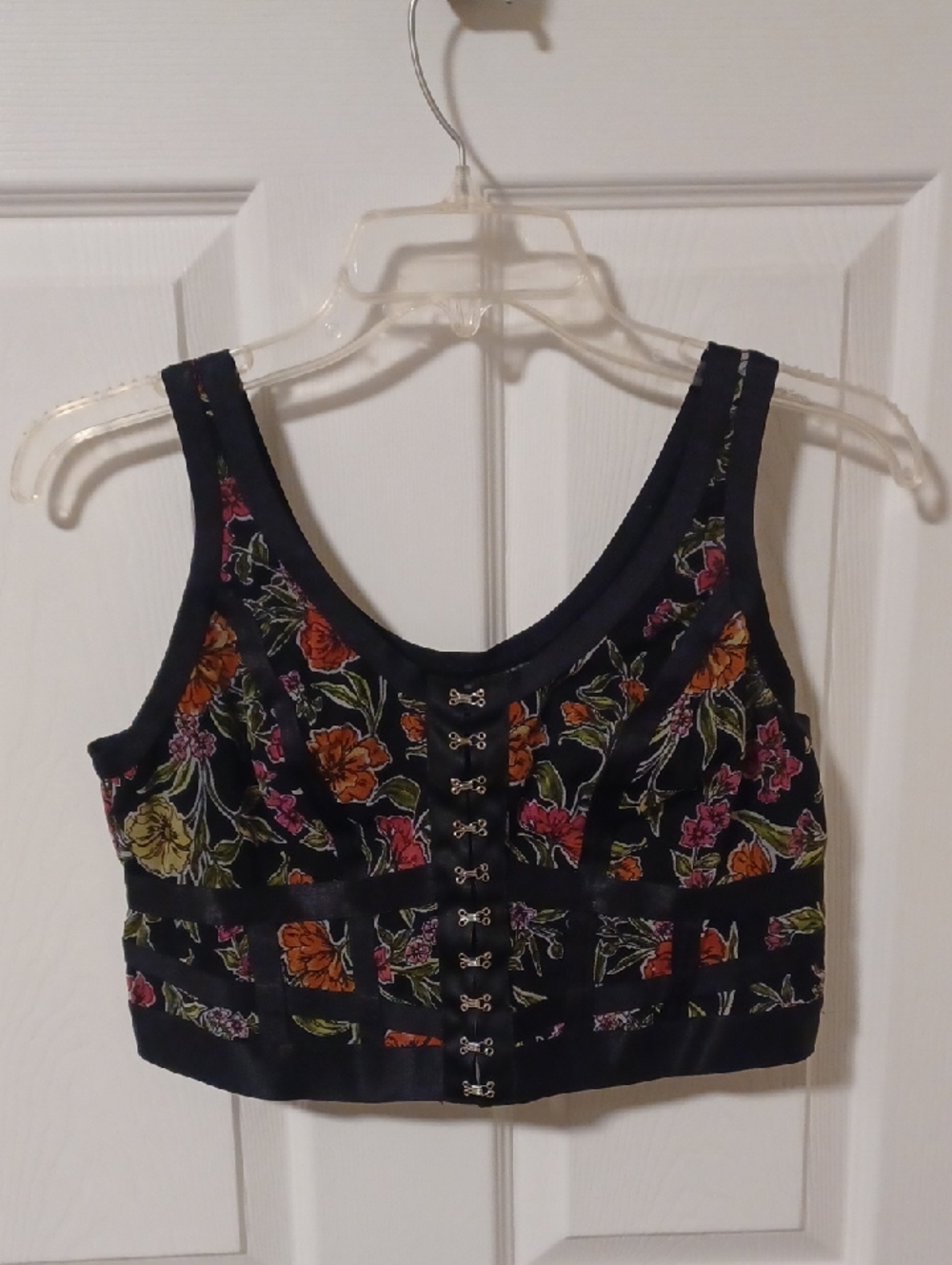 Torrid Floral Print Hook And Eye Ribbon Bralette Sz 1